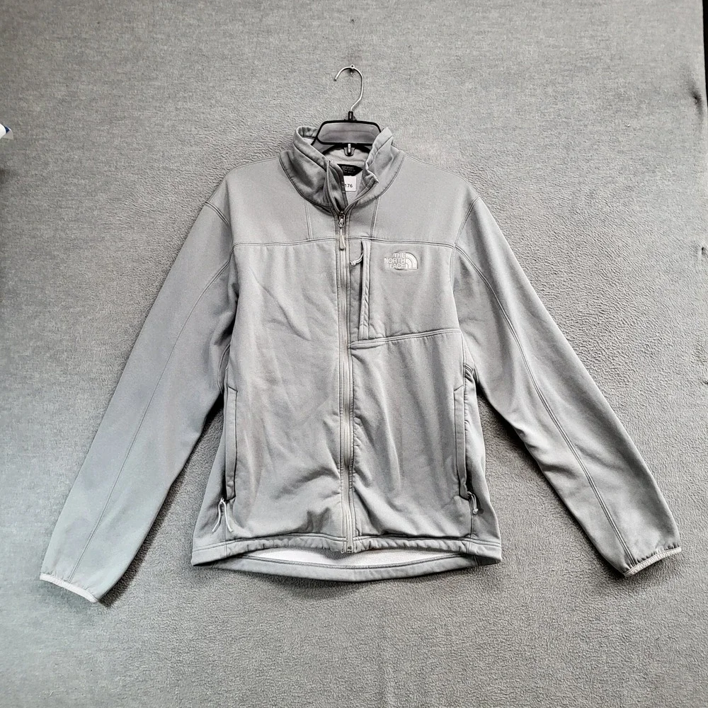 The North Face Men Sweatshirt Medium Gray Full‎ Zip Embroidered Mock Neck